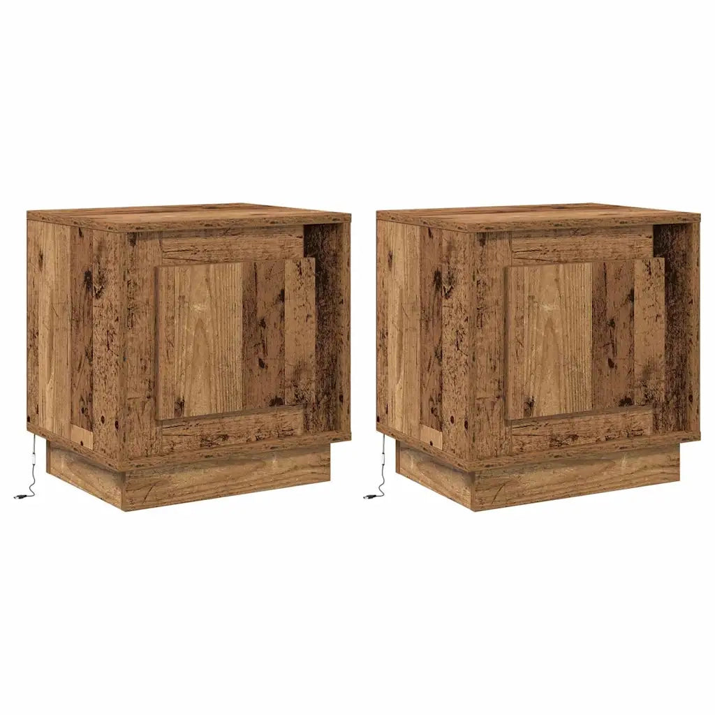 Set di 2 Comodini | Armadio da Notte | Mobiletto da notte Legno vecchio 44 x 34,5 x 45 cm