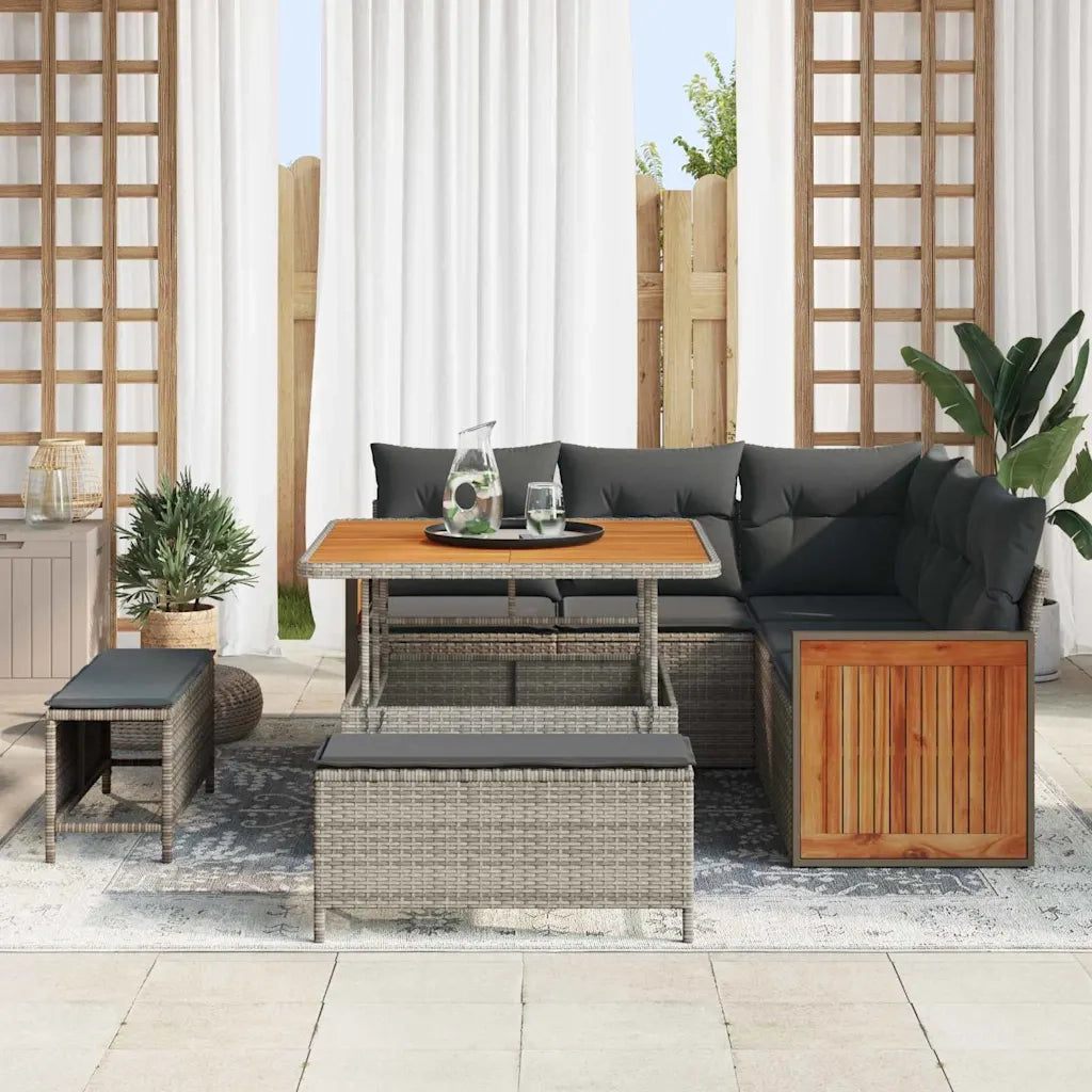 Set Divano da Giardino con cuscino 9 pcs Grigio polyrattan 3365248