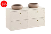 Set mobili bagno 120 cm con piano e 2 lavabi da appoggio Wiki Donna Sand 120 cm