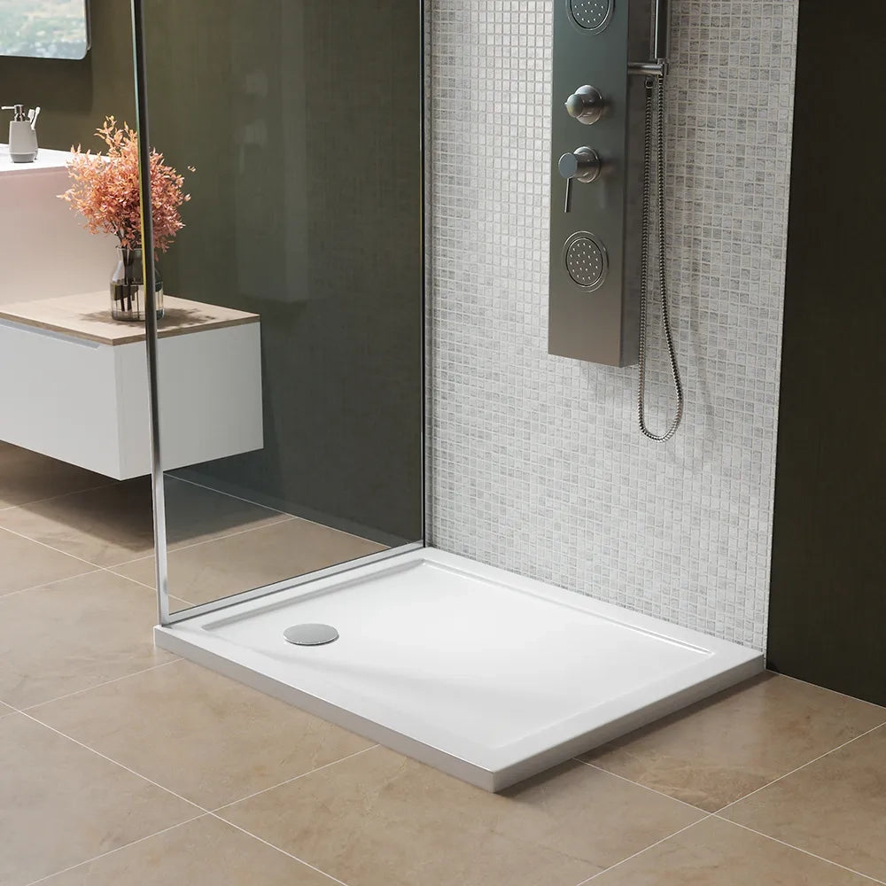 Piatto doccia 70x110 cm bianco lucido bordato in acrilico rinforzato | Asteios
