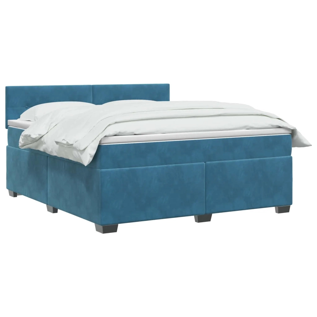 Letto box spring con materasso Blu Scuro 160 x 200 cm Velluto 3450750