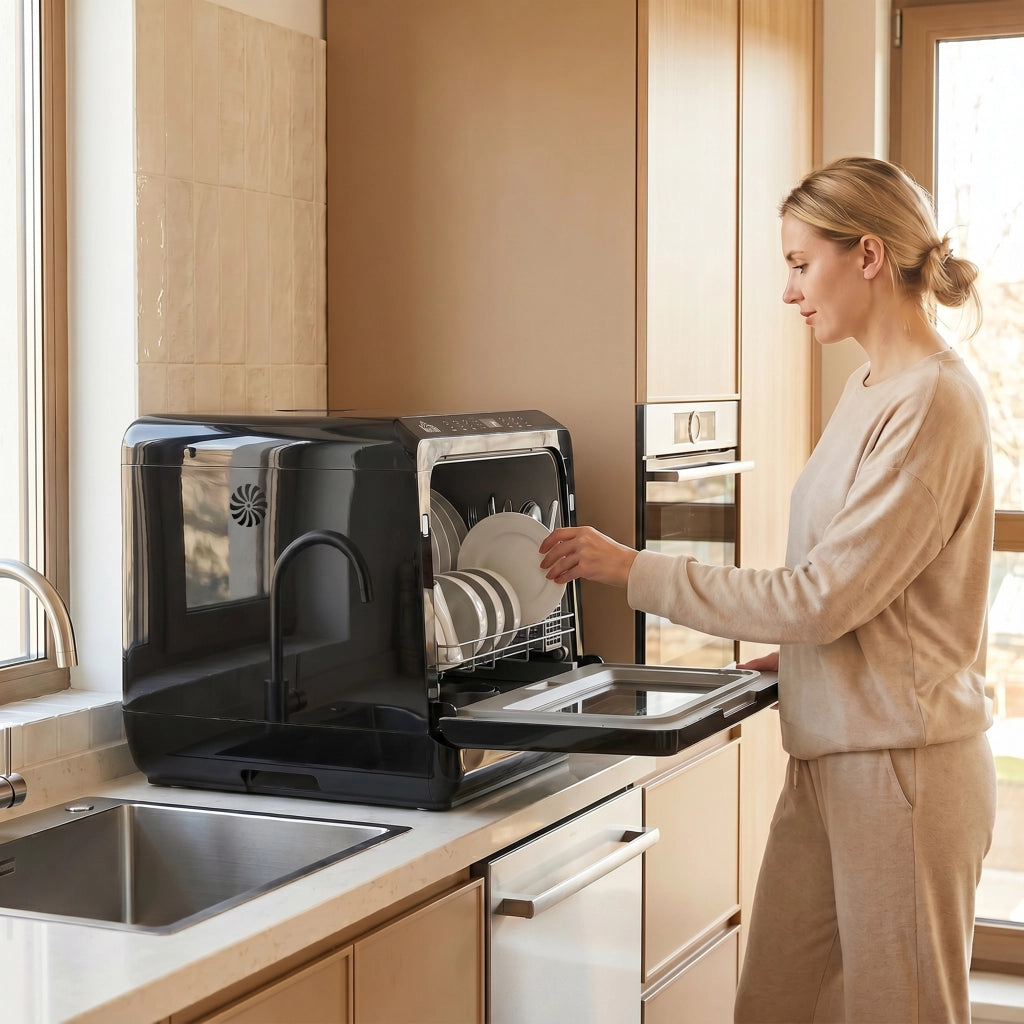 Lavastoviglie da tavolo ¨C Minimal ¨C Nero, 4 coperti, 5 programmi, 6 litri