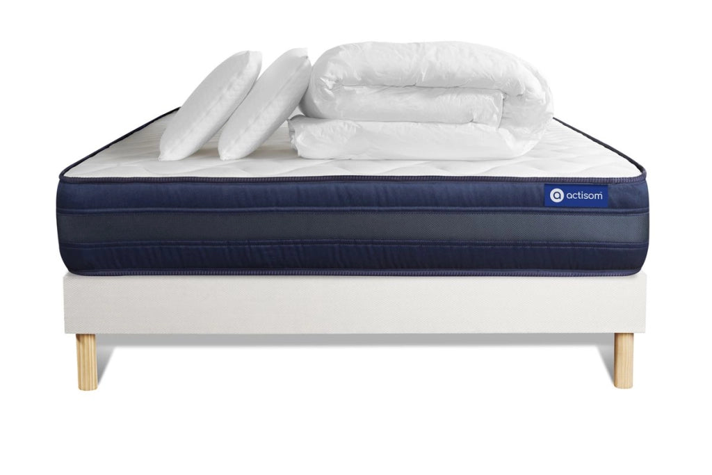Pacchetto letto completo - Materasso 200x200cm + Box spring con doghe (kit) + 2 cuscini + Piumino - Actimemo Tech