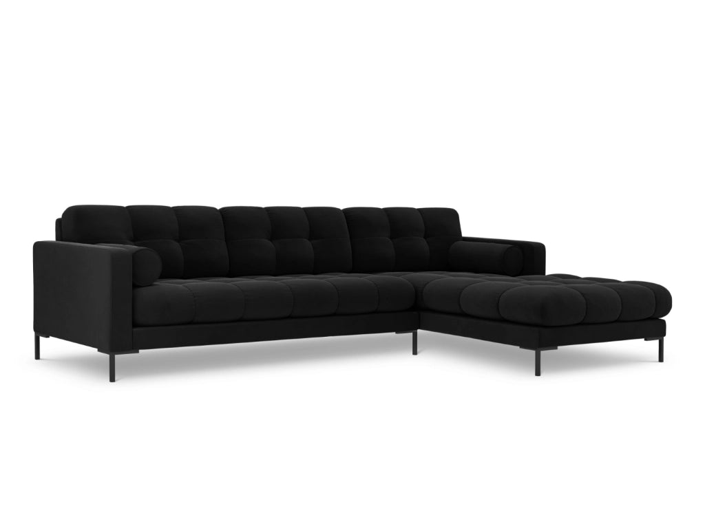 Cosmopolitan Design - Divano angolare destro "Bali" 5 posti in velluto nero 