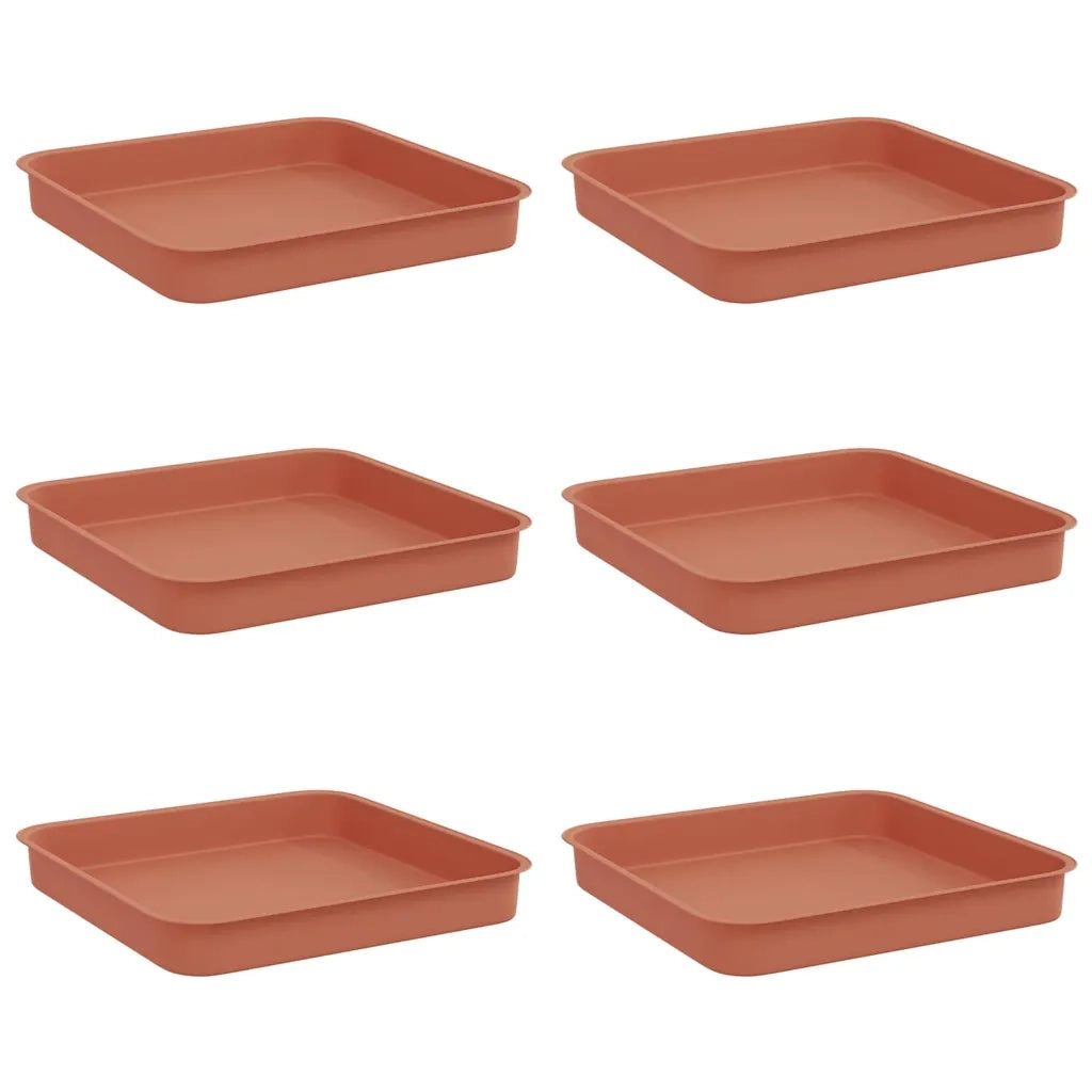 Vassoio Quadrato per Fiori 6 pcs Rosso Mattone 15 x 15 x 2 cm 42020355