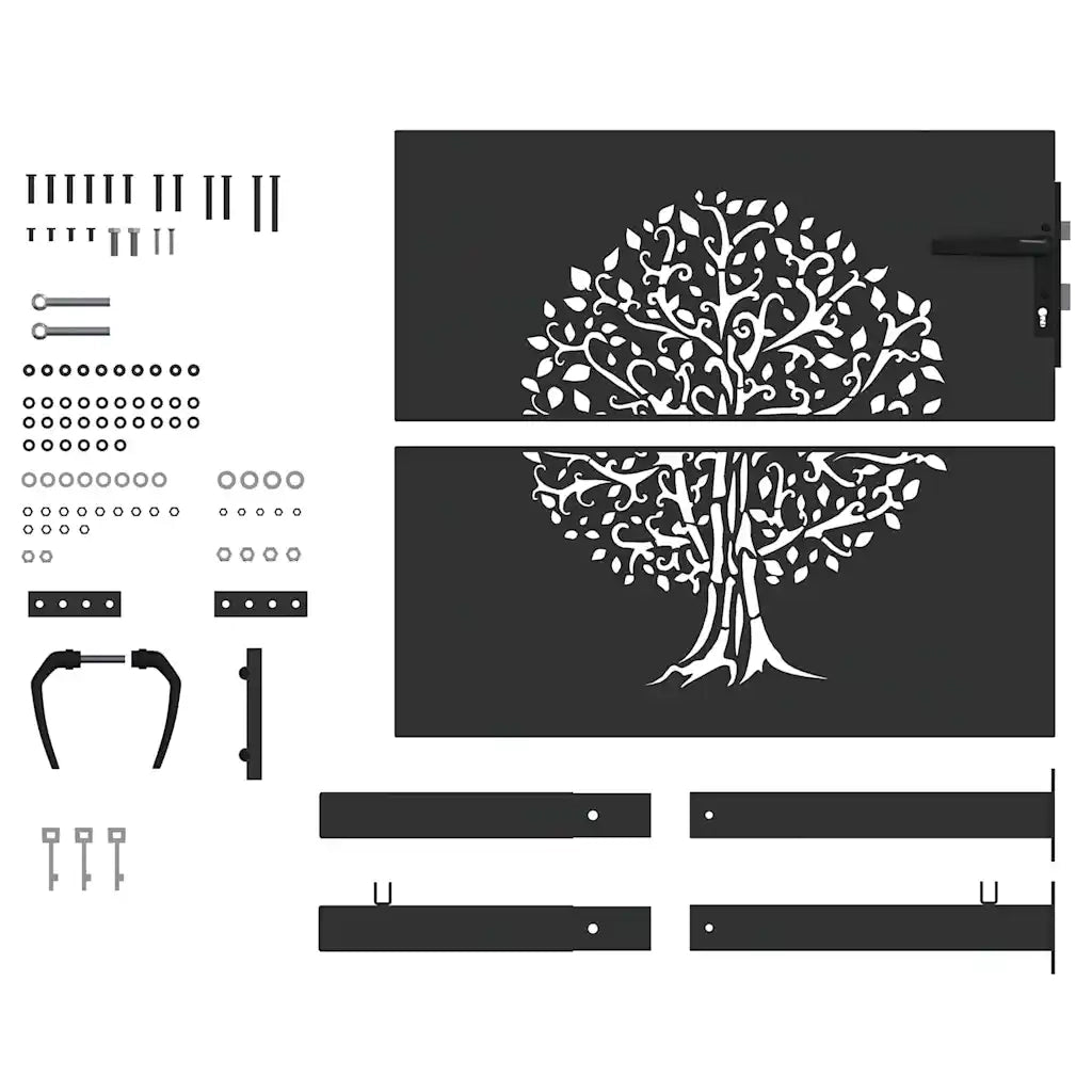 Cancello da giardino con blocco Nero 110 x 105 cm 42015884