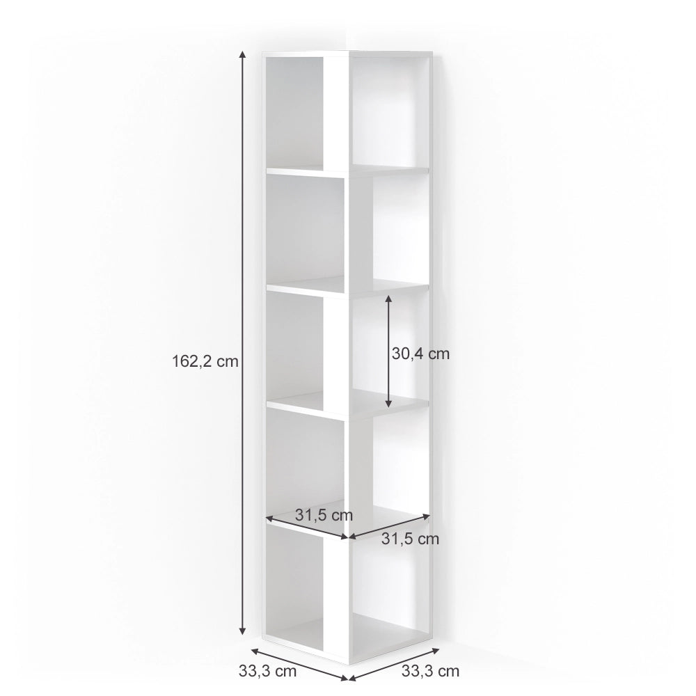 Vicco Scaffale angolare Bianco 33.3 x 162.2 cm