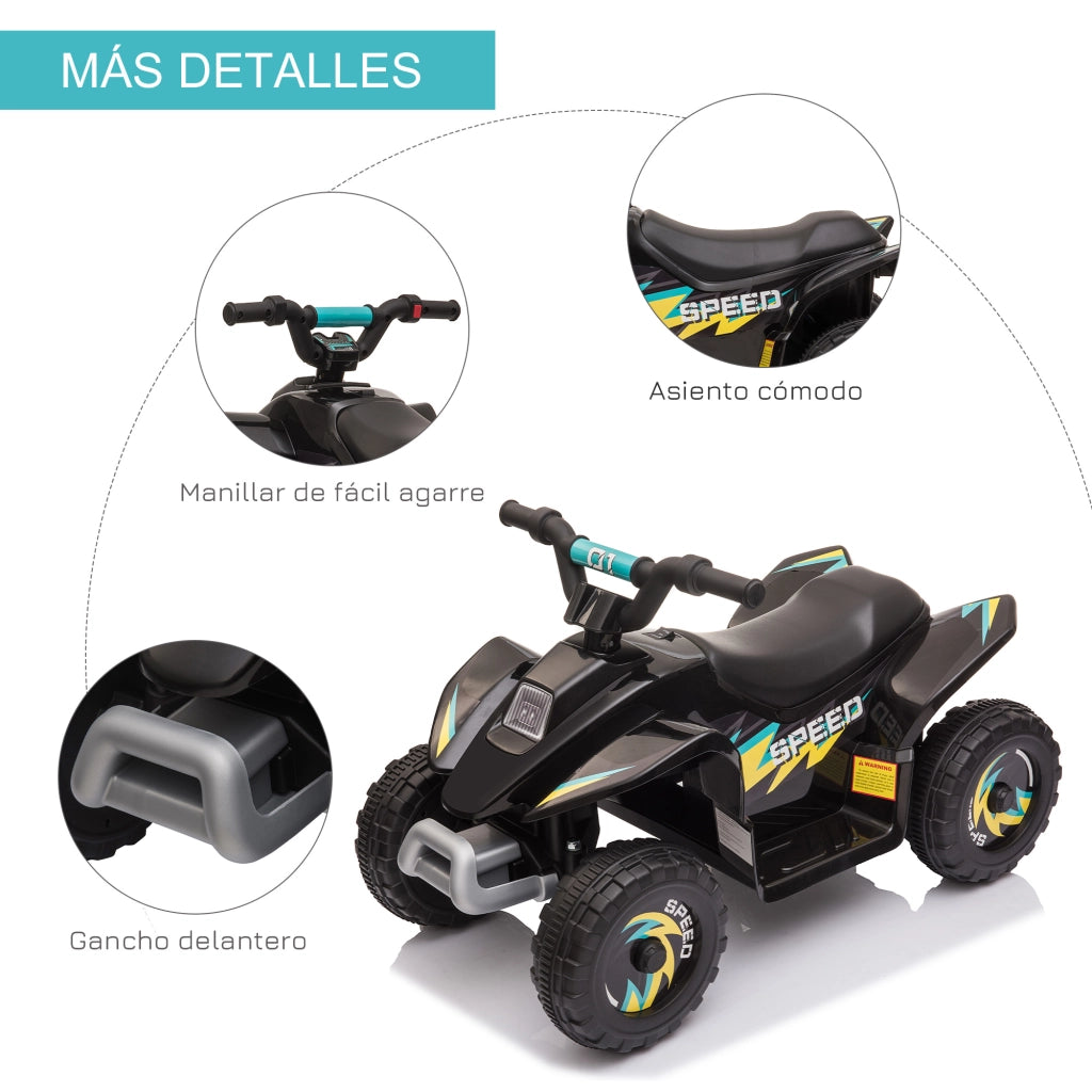Quad Elettrico Bambini 18-36 Meses ¨C zephmum ¨C Nero 72x40x45,5 cm