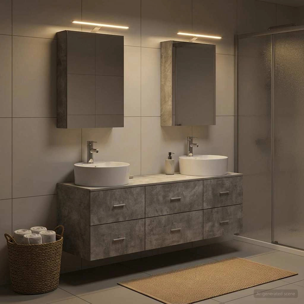 Set di mobili per il bagno 5 pz Grigio Cemento 3406874