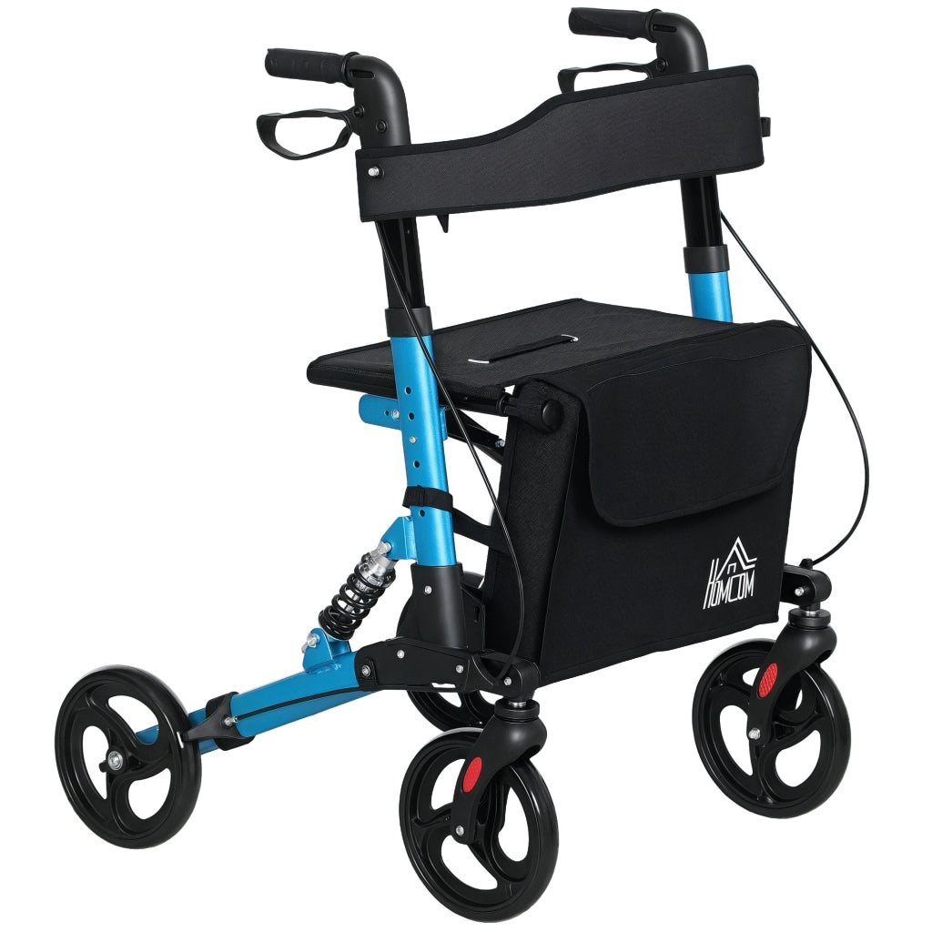 Deambulatore Pieghevole con Sedile e Ruote ¨C Minimal ¨C Altezza Regolabile, Blu e Nero