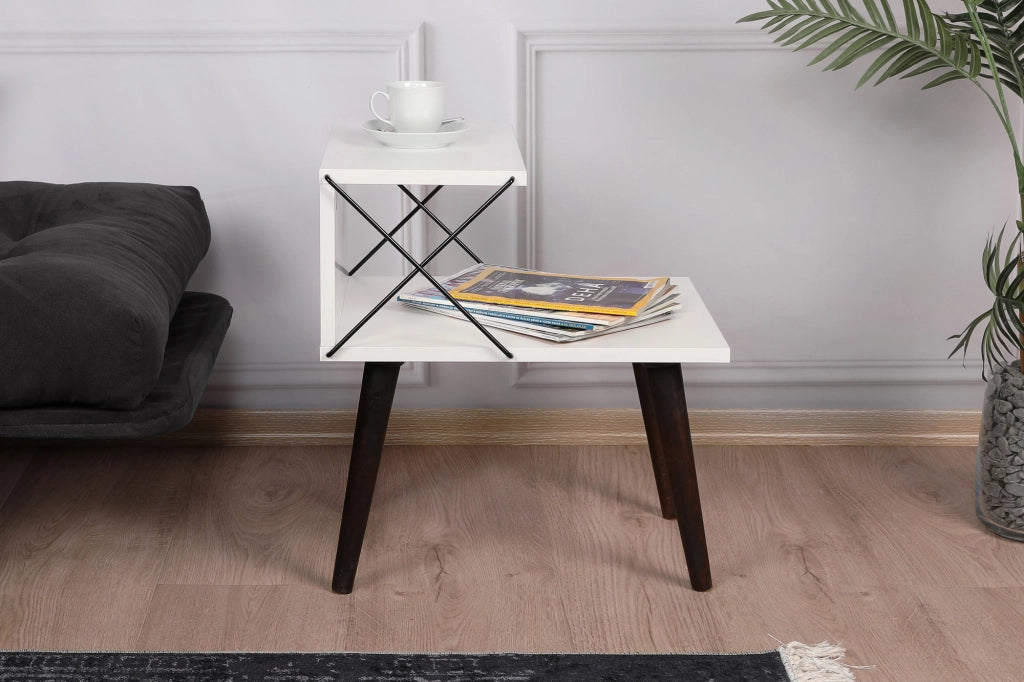 Comodino in legno "Cross" 50 x 40 x 55 cm - Bianco