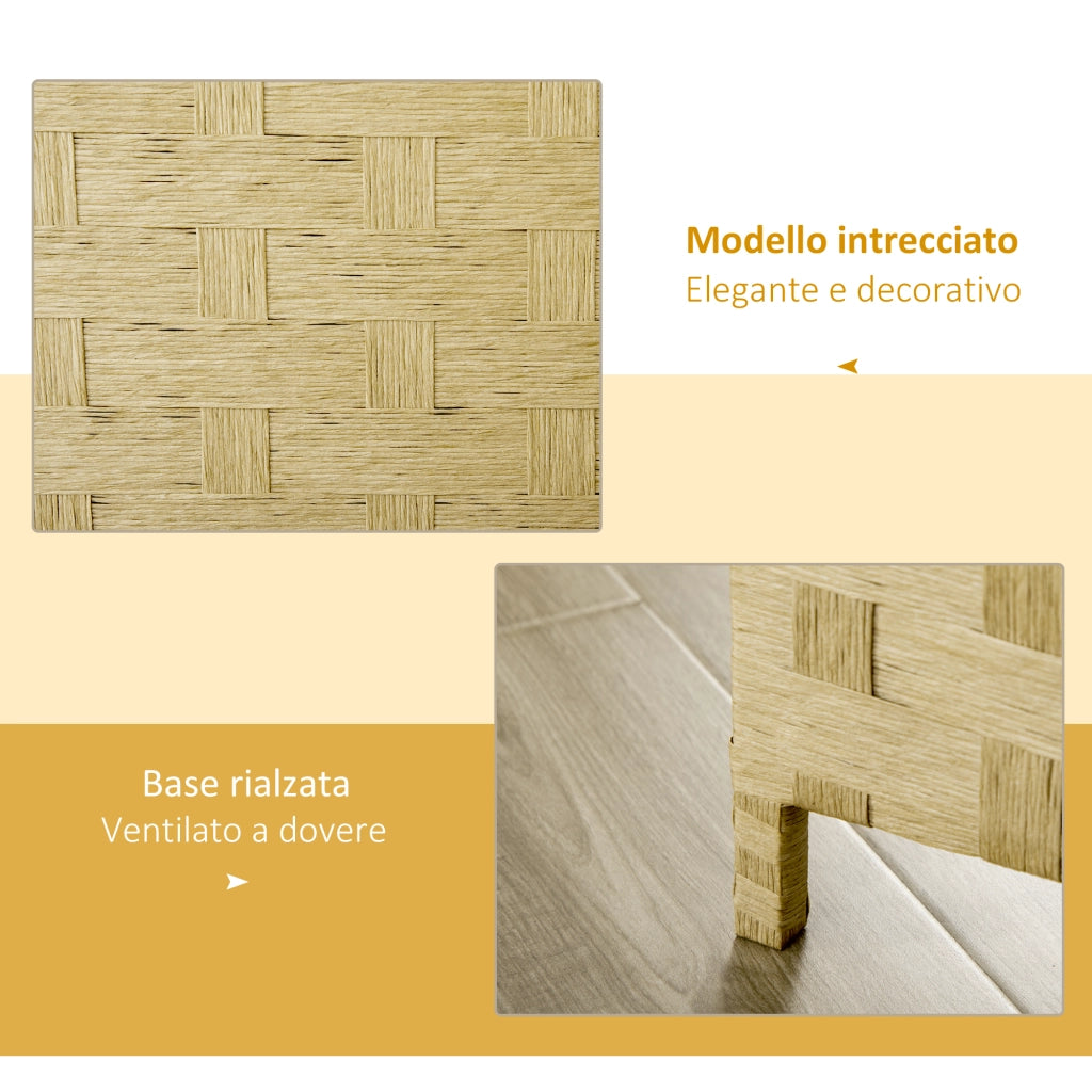 Paravento a 4 Ante Pieghevole ¨C Minimal ¨C Legno Marrone 170 cm