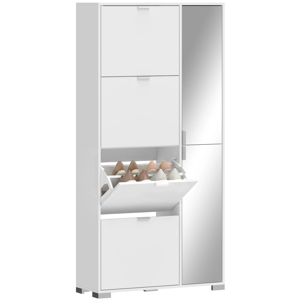Scarpiera con specchio e 4 cassetti ¨C zephmum ¨C bianco