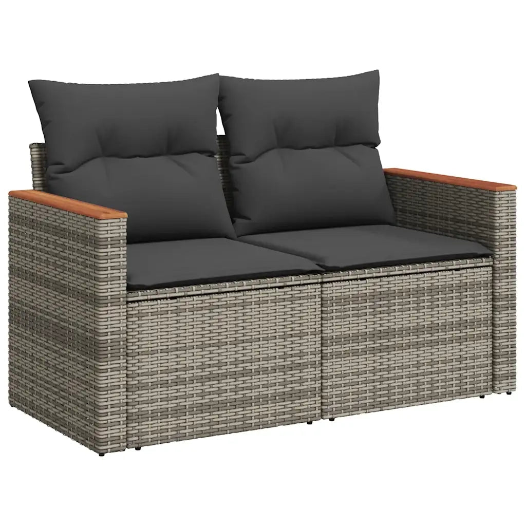 Set Divano Giardino 5 pz con Cuscini Grigio Polyrattan Acacia 3327434