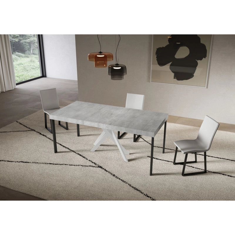 Consolle allungabile 90x40/300 cm Saki Premium telaio Bianche - Cemento
