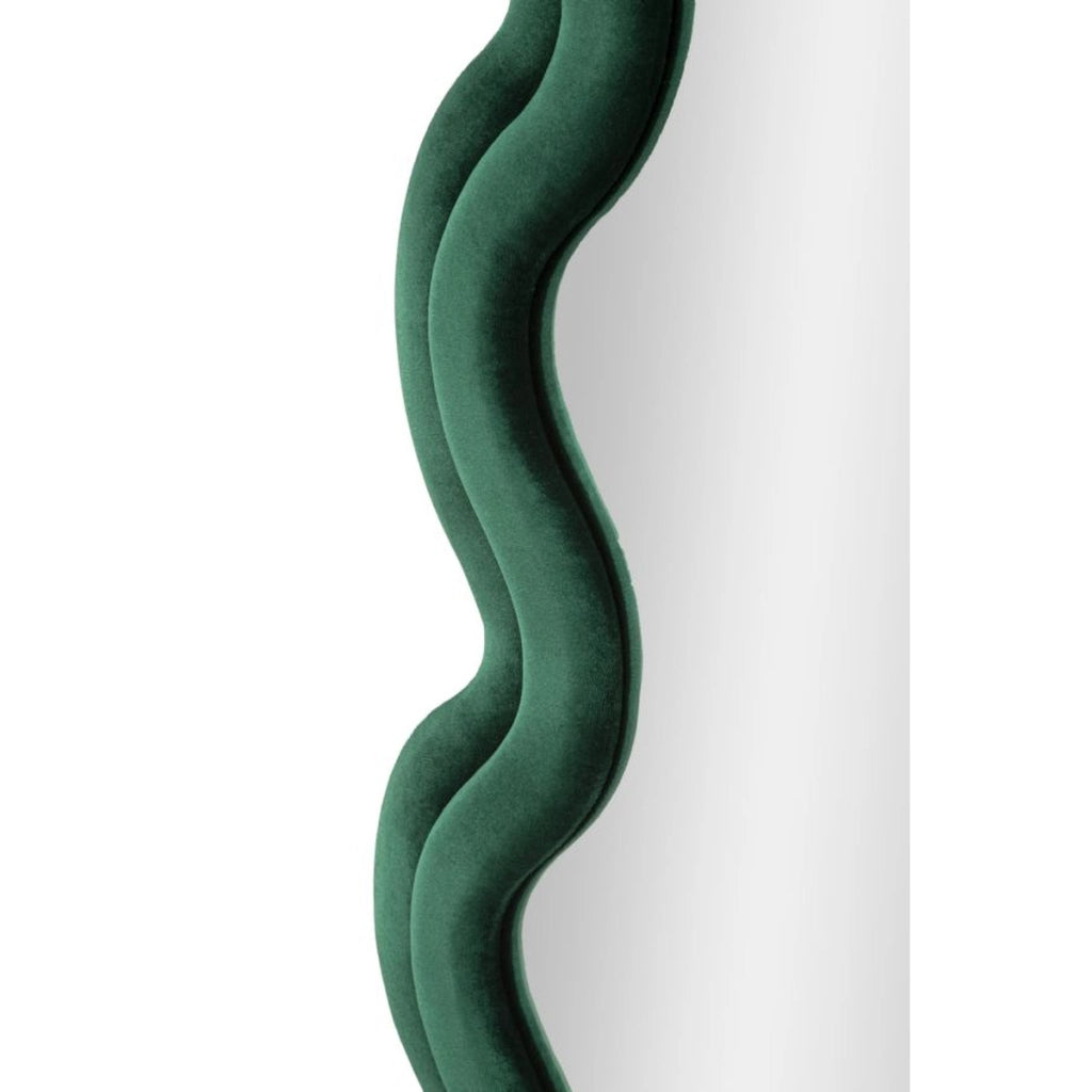 Specchio da parete Monica wavy in velluto verde 67x166 cm