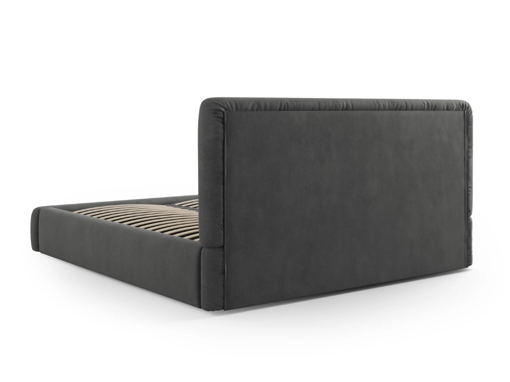 Cosmopolitan Design - Letto a cassettone con testiera "Colonel" 160x200cm in ciniglia grigio scuro 