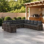 Set Divano da Giardino 11 pz Grigio e Grigio Scuro polyrattan 3435176