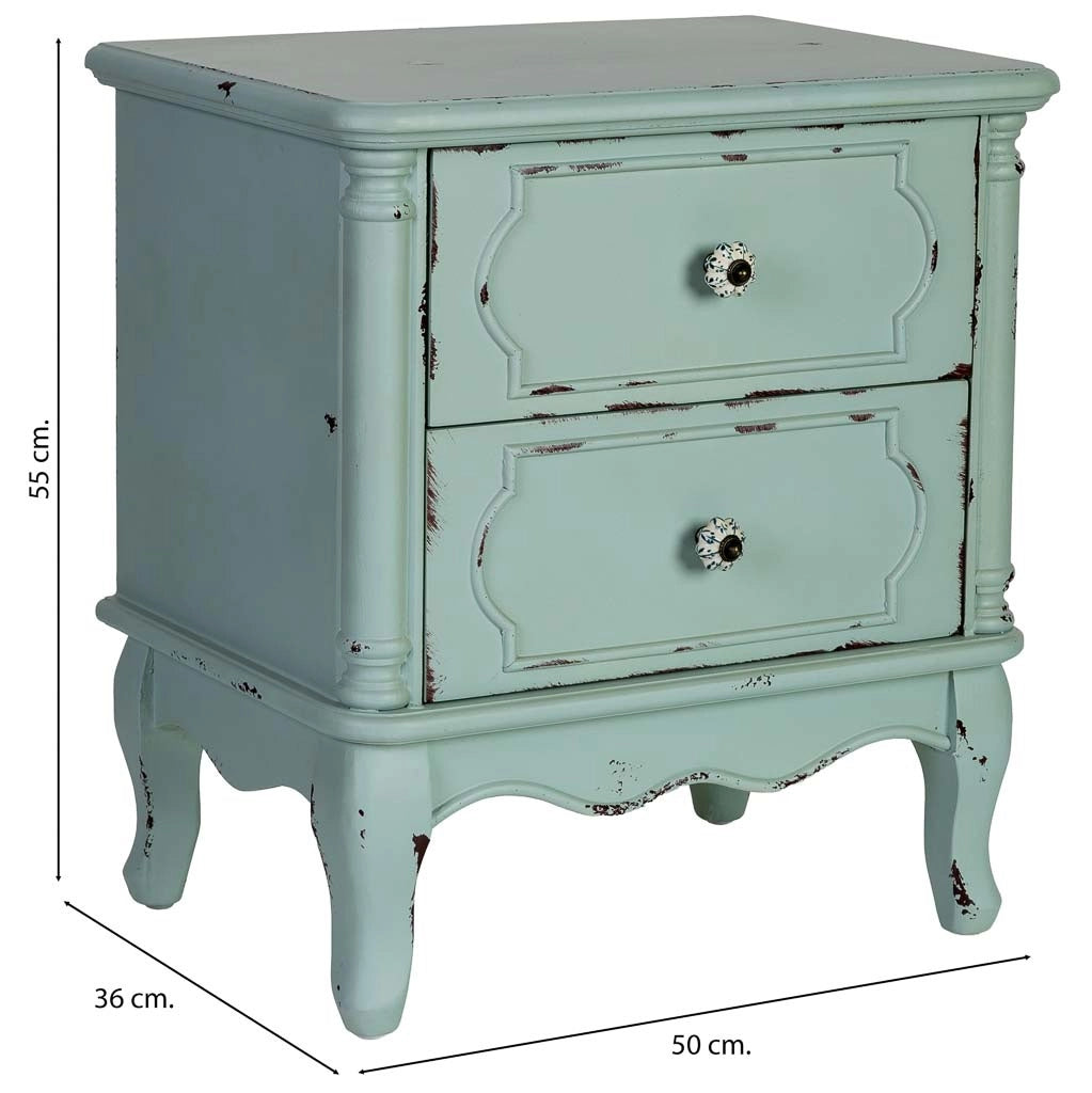 Comodino in legno a 2 cassetti 50x36x55h cm