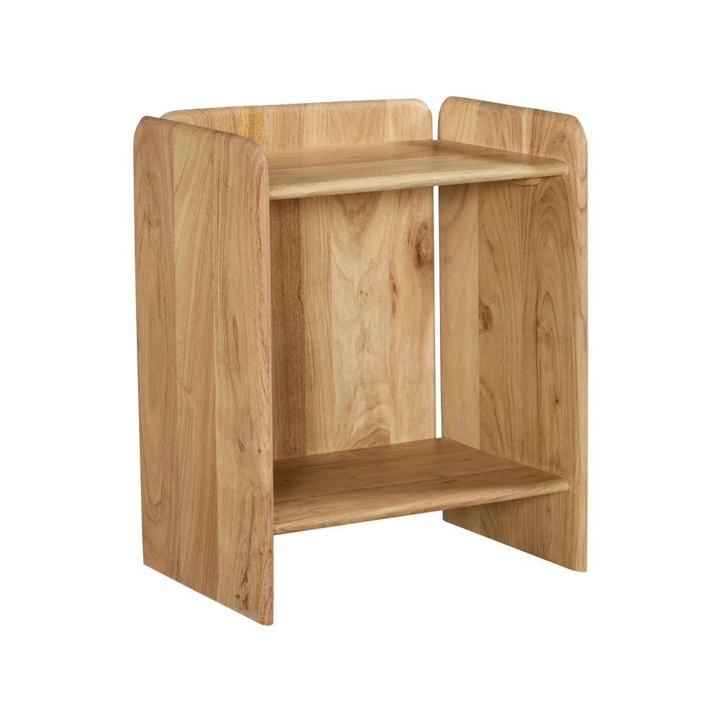 Set 2 comodini esotici in legno di acacia a 2 livelli, marrone