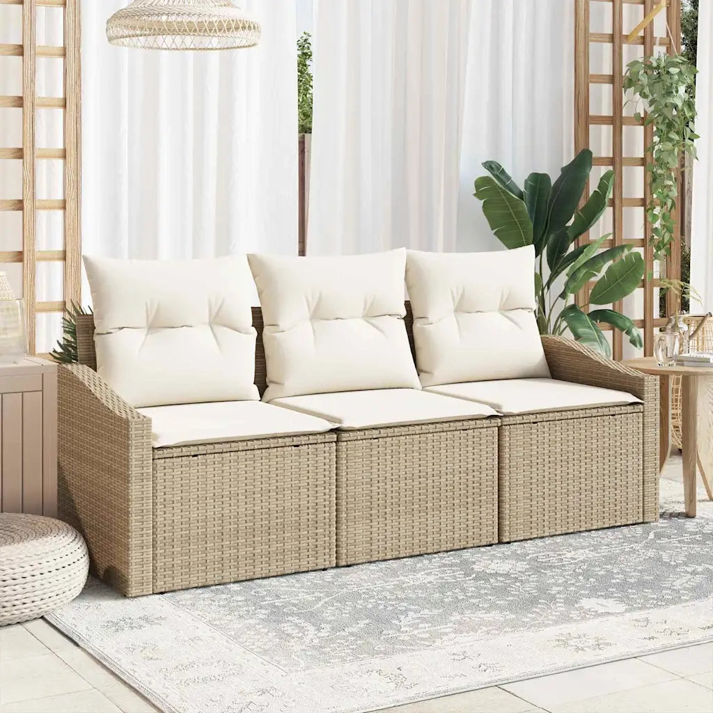 Set di divani con cuscino 3 pcs Beige polyrattan 3346581