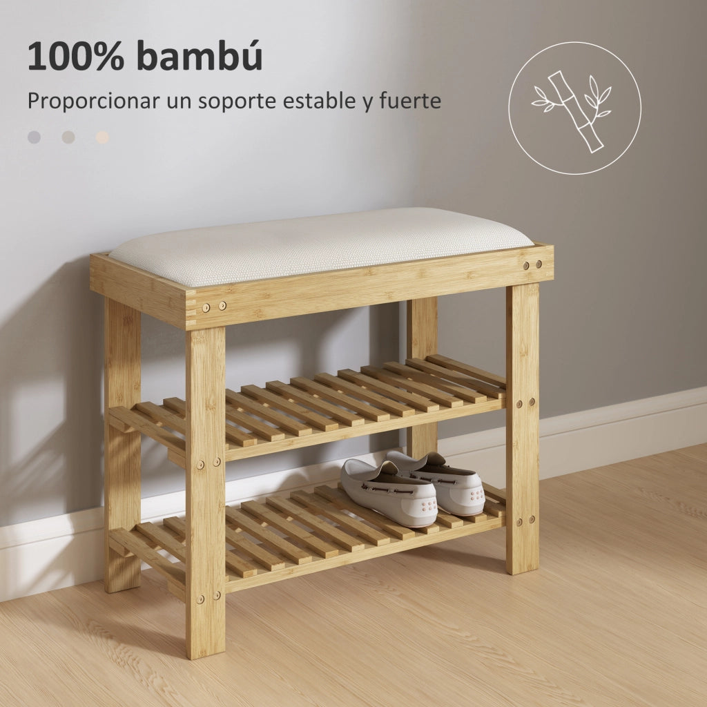 Scarpiera con Cuscino ¨C Minimal ¨C 60x29x49 cm Crema