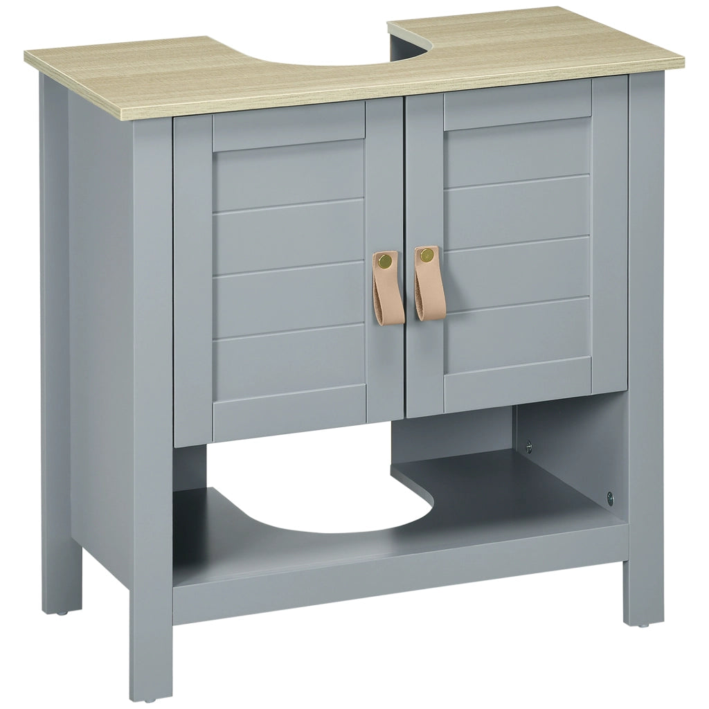 Mobiletto Sottolavabo con 2 Ante e Ripiano Regolabile ¨C Minimal ¨C Grigio 60x30x60 cm