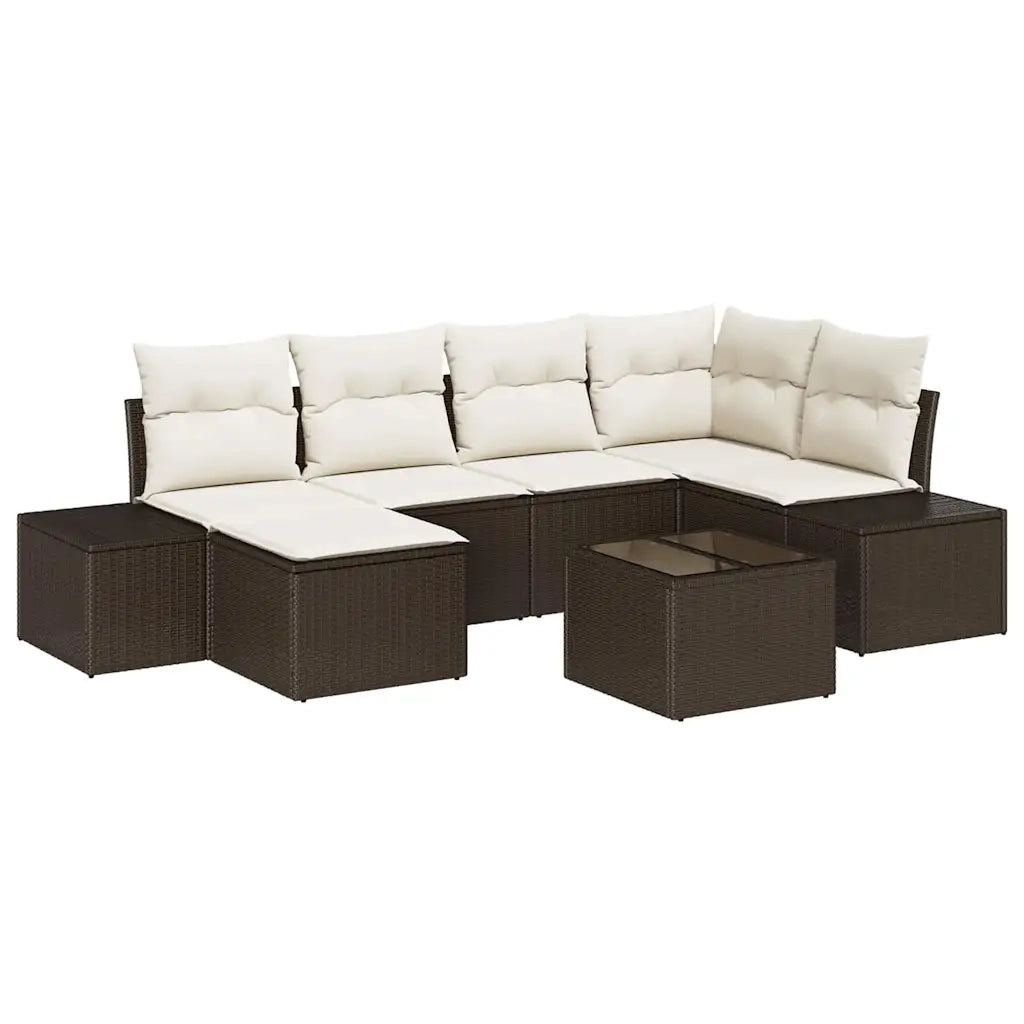 Set Divano da Giardino 7 pcs Marrone e Crema polyrattan 3347138