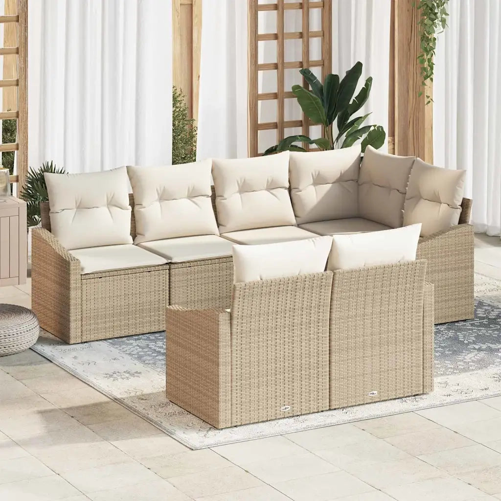 Set di divani con cuscino 7 pcs Beige polyrattan 3346761
