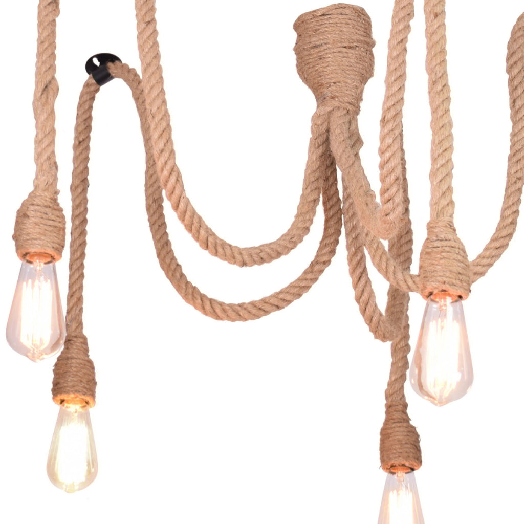 Lampada a sospensione Rope ragno 5xE27 corda Polux