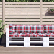 Cuscini per Pallet 3 pz a Quadri Rossi in Tessuto 360957