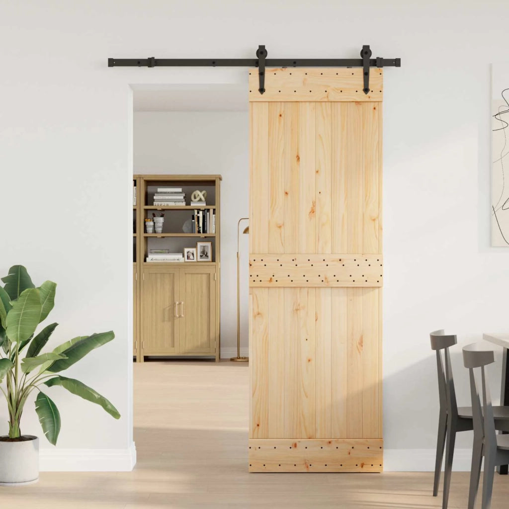 Porta scorrevole NARVIK Naturale e Nero 80 x 210 cm (152,5 cm) 3445288