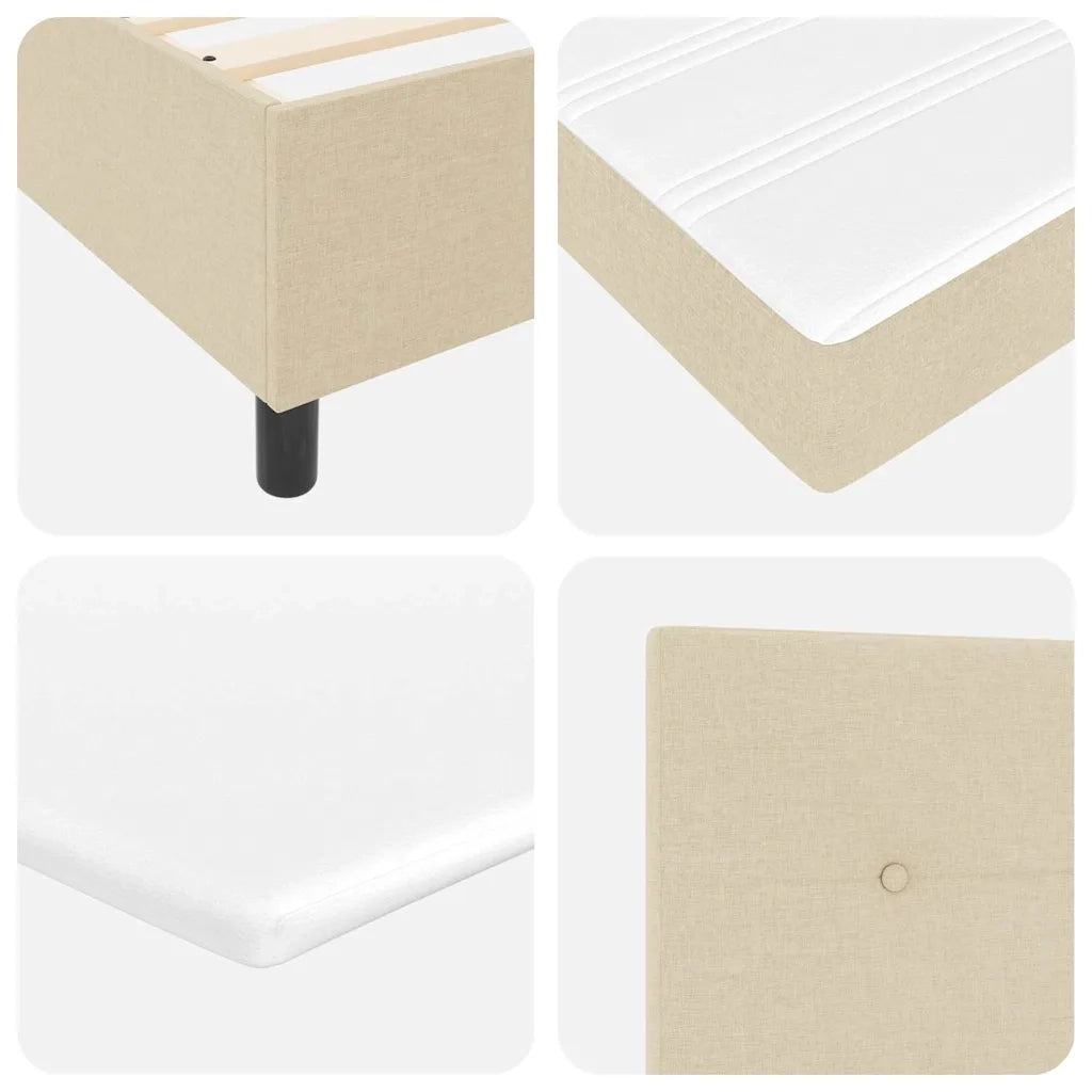 Letto a molle con materasso Crema 140 x 200 cm Tessuto 3339397