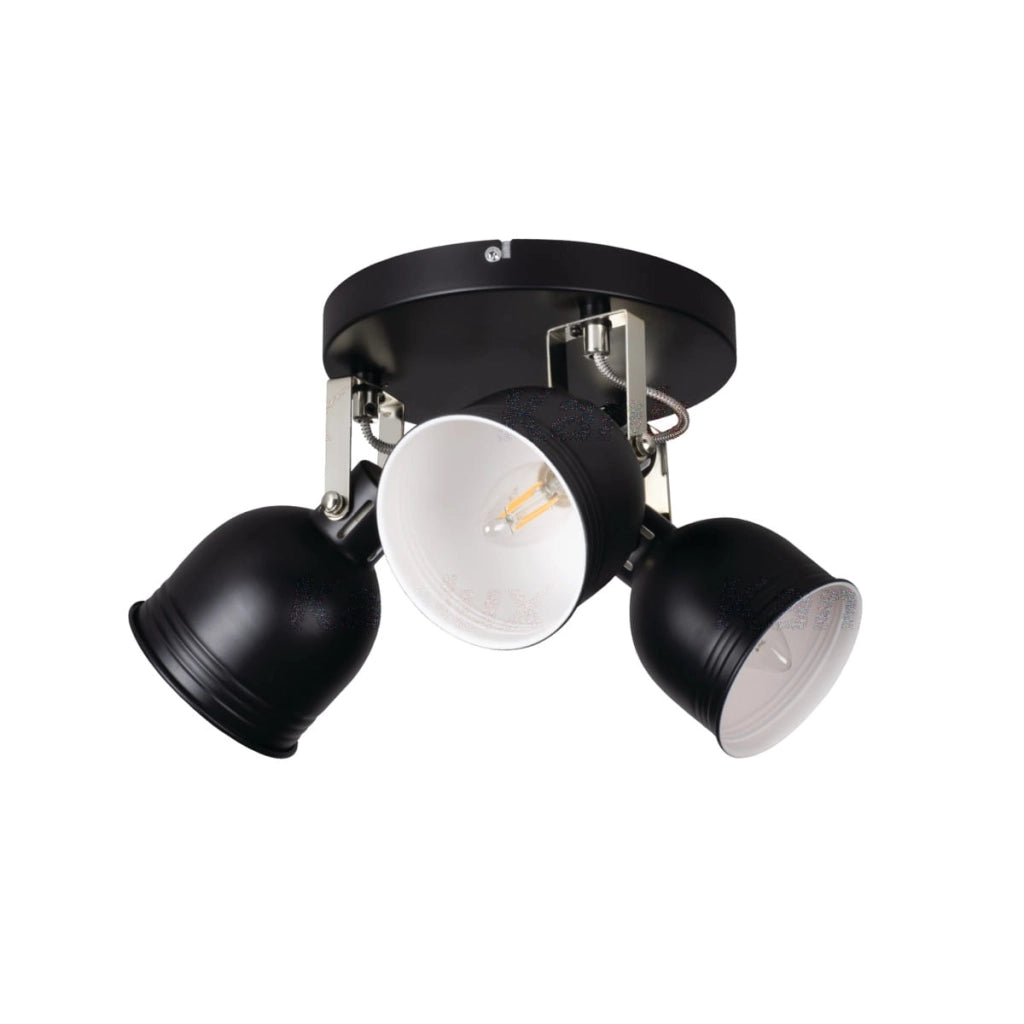 Plafoniera orientabile Kanlux Derato nera 3xE14 alluminio