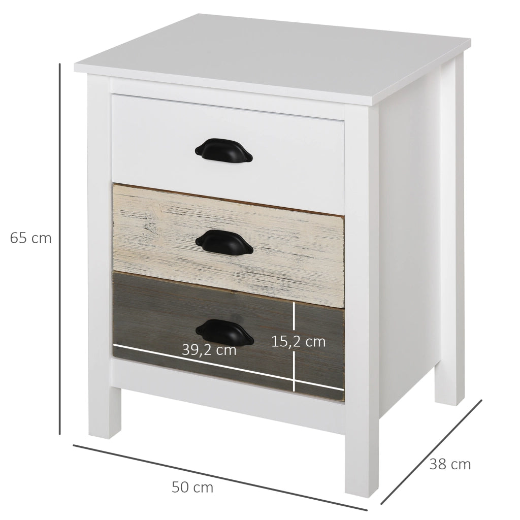 Comodino con 3 cassetti ¨C Minimal ¨C Bianco 50x38x65 cm