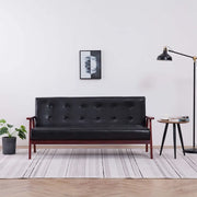 Divano a 3 Posti-Sofa 3 Posti Nero in Similpelle