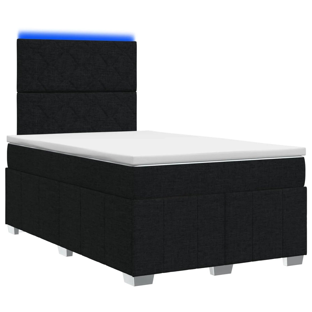 Letto Box Spring LED con Materasso Nero 120 x 190 cm Tessuto 3455565