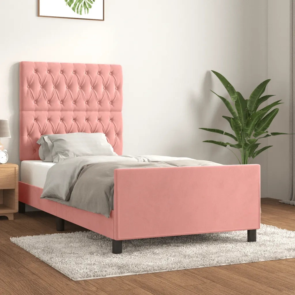 Giroletto con Testiera Rosa 100x200 cm in Velluto 3125927