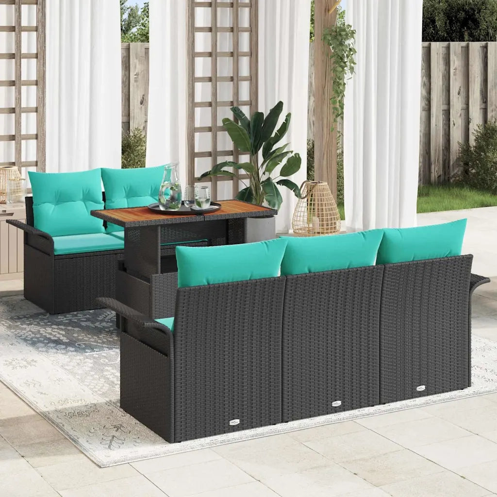 Set Divano da Giardino con archiviazione 6 pcs Nero Poly Rattan 3358013