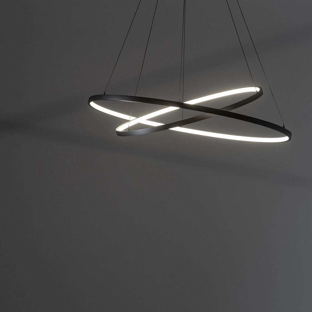 Lampada sospensione nera LED doppio anello Circolo Nowodvorski
