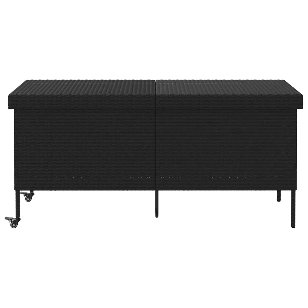 Contenitore da Giardino con Ruote Nero 160x55x75 cm Polyrattan 4103831