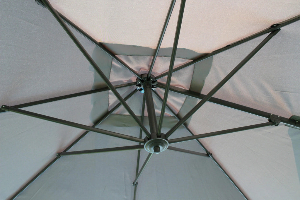 Ombrellone da Giardino Newton Decentrato 3x3 m in Alluminio Nero Telo Grigio