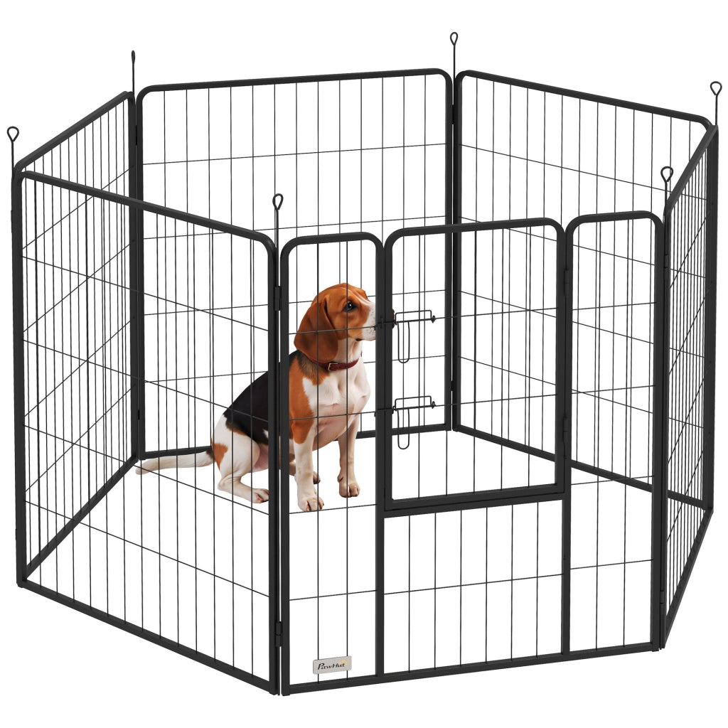 Recinto per Cani 6 Panelli 100 cm con Porta ¨C zephmum ¨C Nero per Interno ed Esterno