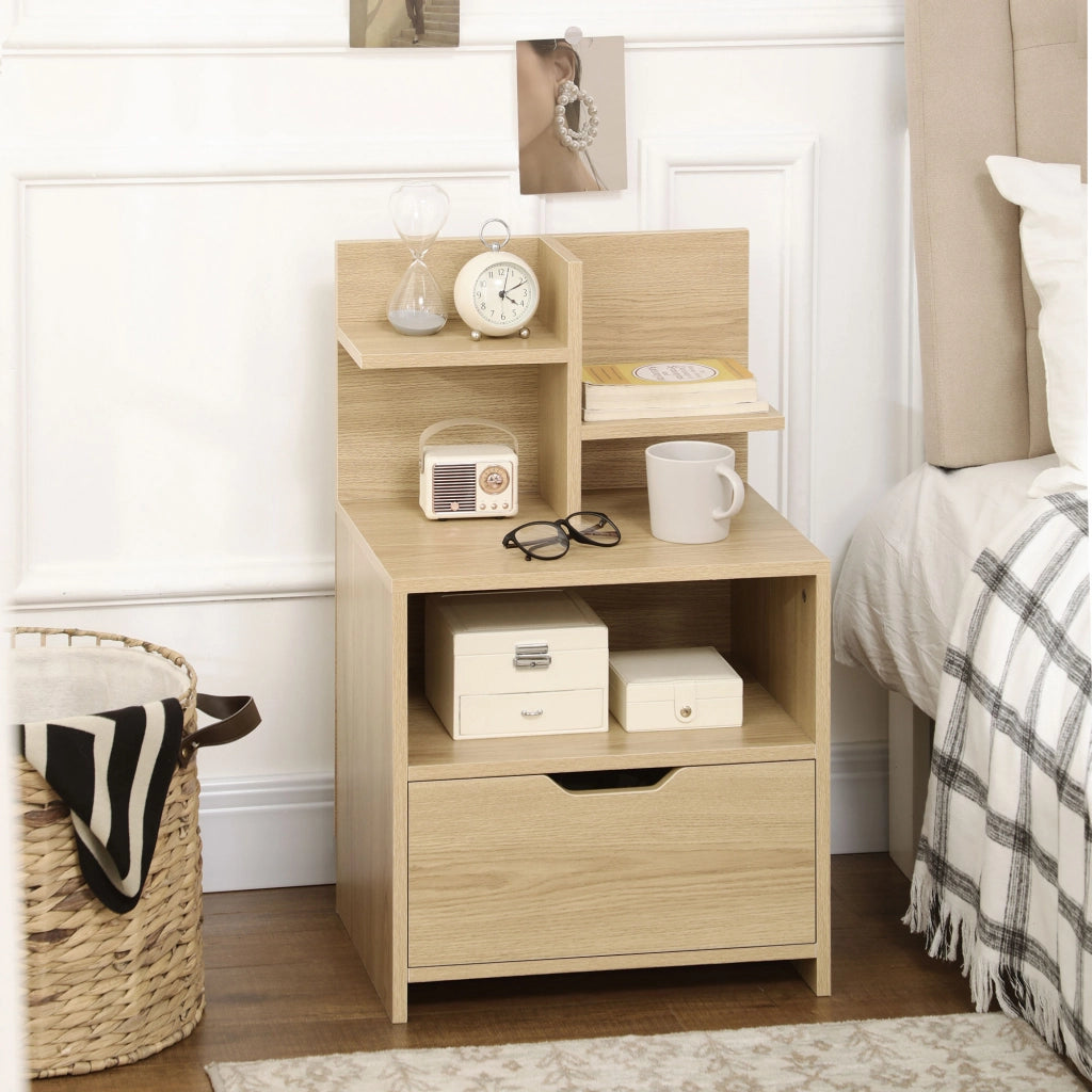 Comodino con Cassetto e Ripiani Aperti ¨C Minimal ¨C 45x35x73 cm