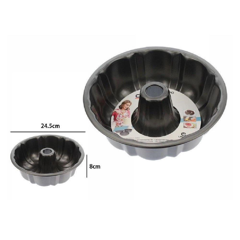 Trade Shop - Stampo Teglia Tortiera Per Dolce Torta Ciambella Antiaderente Tondo 24,5cm 59949 -