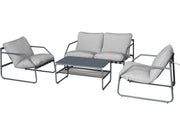 Set di mobili da giardino in metallo "Sora" con cuscini - 4 posti - Grigio