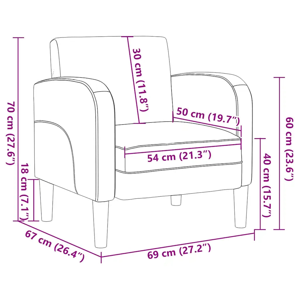 Divano Sedia con Braccioli Grigio 54 cm in Similpelle 4100531