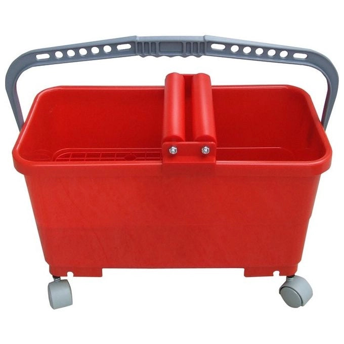 No Brand SERE23KIT01 Vaschette per Piastrellisti Kit Completo 23 Lt con Rullo Doppio 4 Ruote Griglia Manico Colore Rosso