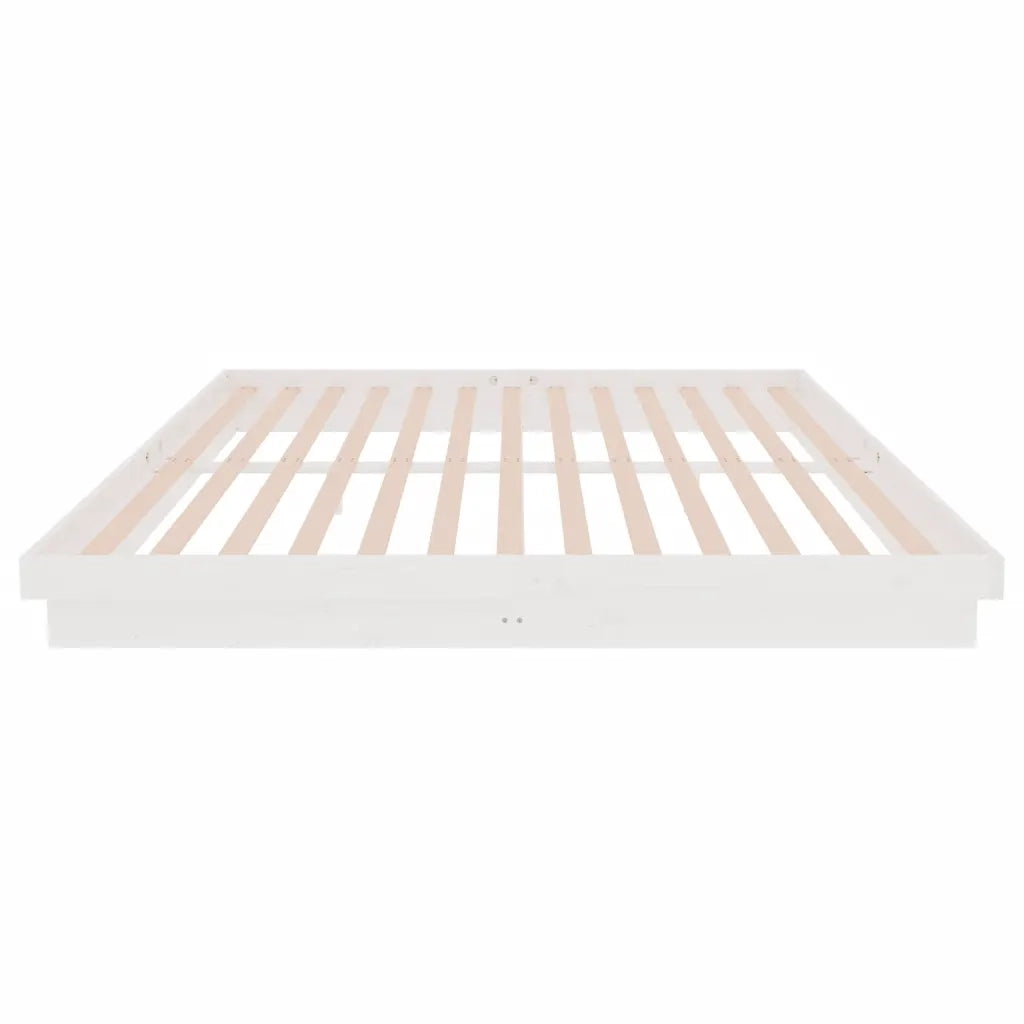 Letto matrimoniale | Letto per adulti | Giroletto Bianco in Legno Massello 200x200 cm