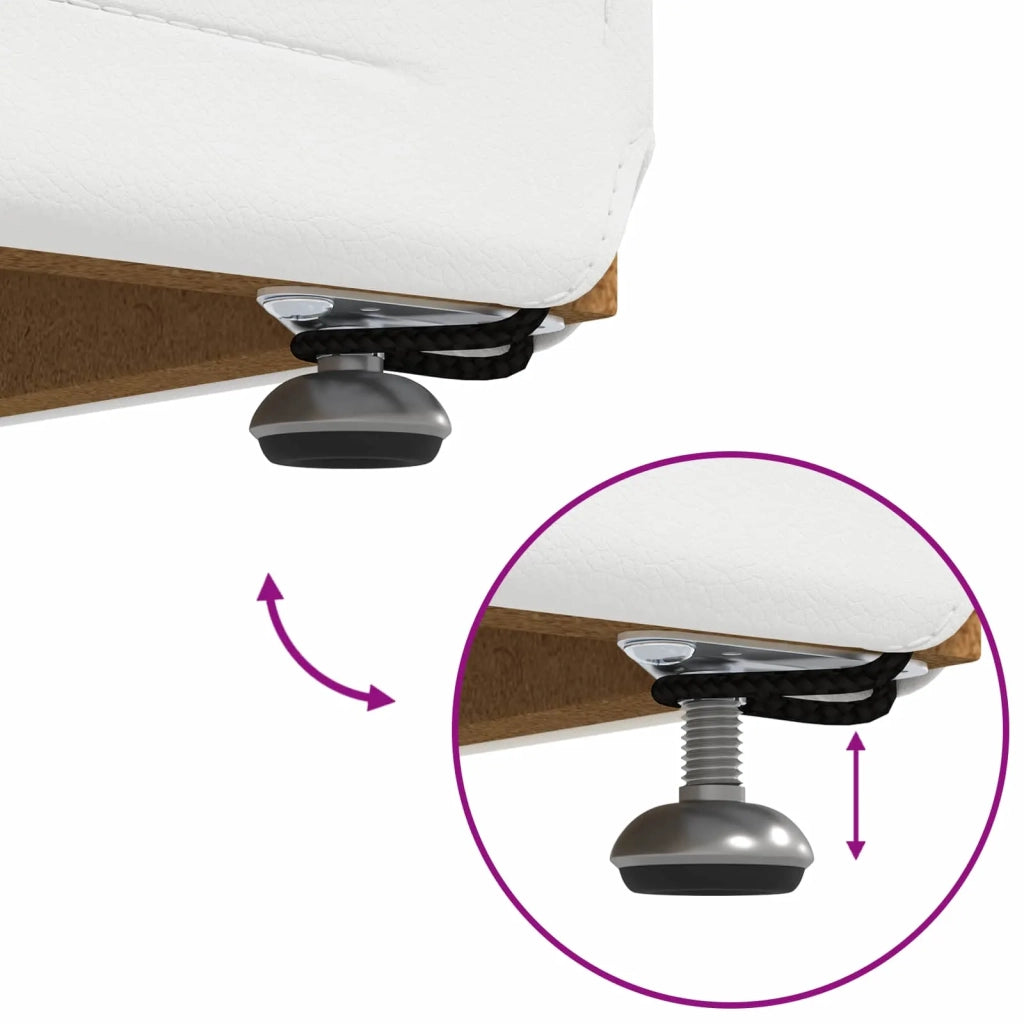 Pouf Bianco Pelle Sintetica e Legno Ingegnerizzato 876757